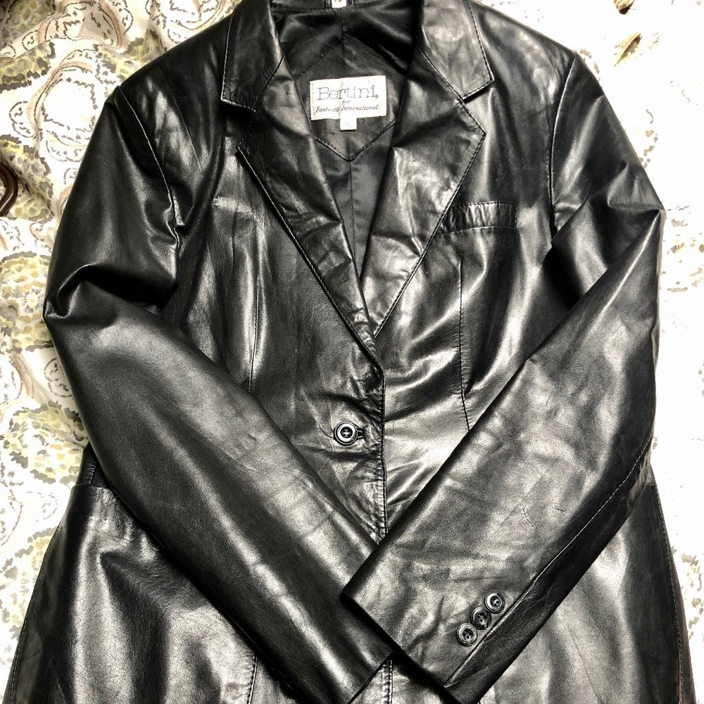 Black Leather Blazer Jacket